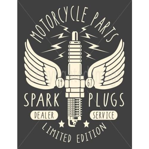 MOTORCYCLE PARTS SPARK PLUGS LARGE METAL TIN SIGN POSTER RETRO WALL PLAQUE