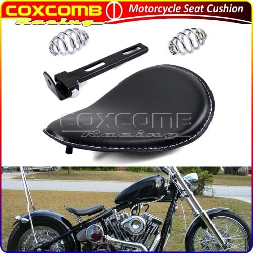 For Harley Honda Yamaha Kawasaki Suzuki Sportster Chopper Cafe Racer Motorcycle Black Solo Seat Cover w/ 3" Spring Brackets