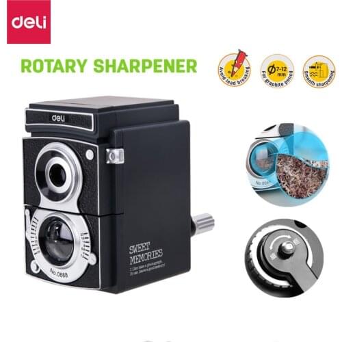 Deli Rotary pencil sharpener pencil cutter Gift Camera cute sharpener knife smooth sharpening school accessories 0668