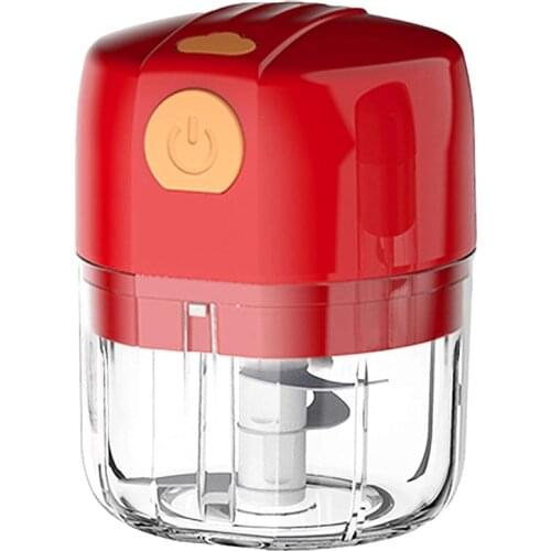 Electric Mini Garlic Chopper Mincer, Portable Small Food Processor Meat Pepper Vegetable Cutter Grinder Slicer 250ML,Red