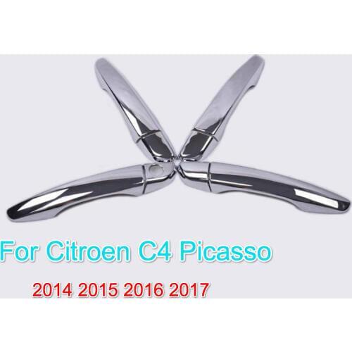 FUNDUOO For Citroen C4 Picasso Grand C4 Picasso 2014 2015 2016 2017 New Chrome Car Door Handle Cover Trim Sticker Free Shipping