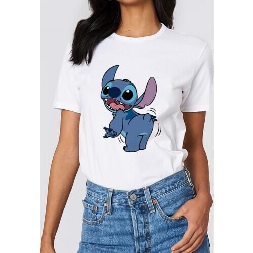 Disney Clothes T-shirt Lilo & Stitch Print T-shirt Streetwear Tops Female Tshirt Loose Short Sleeve Harajuku Female T shirt