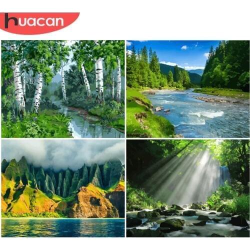 HUACAN Painting By Number Forest Landscape Kits Drawing Canvas HandPainted Gift DIY Oil Pictures Scenery Home Decor