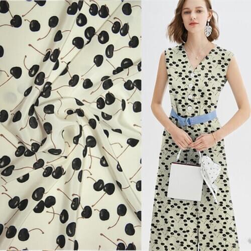 Natural printed 100% mulberry silk crepe de chine fabric cloth material 114cm width 18 mm fashion dress shirt sewing fabric