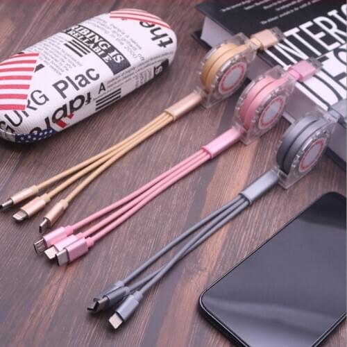 3in1 Data USB Cable For iPhone Fast Charger Charging Cable For Android Phone Type c Xiaomi Huawei Samsung Charger Wire For iPad