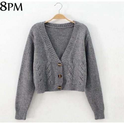 Women Knitted Cardigan Full Sleeve Warm Sweaters 2021 Spring Female Pull Jumpers European Casual Twist Warm Sweaters ouc835