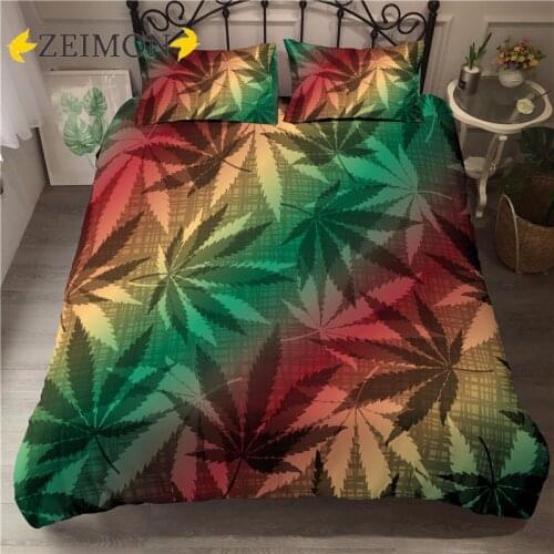 Soft Polyester Home Textiles 2/3pcs Bedding Set Tropical Leaves 3D Printing Room Decor Duvet Cover with Pillowcase Set