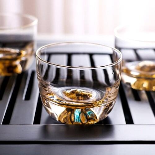 Creative Japanese kung fu sketch Phnom Penh Tibetan gold tasting cup Tea ceremony glass master cup cup glass