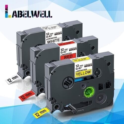 Labelwell 12mm*8m Tze 231 Tze-231 Tze-431 Tze-631 laminated label tape tze231 tze431 replace for Brother P-touch label maker