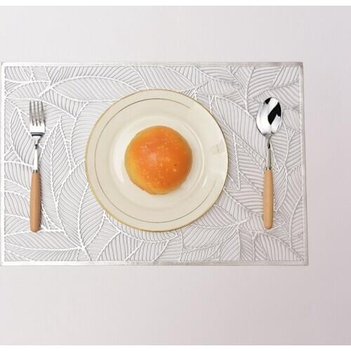 Leaf hot stamping placemat PVC Cup Coffee Table Mats Kitchen Christmas Home Decor
