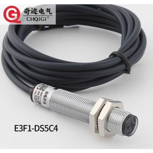 M12 diffuse reflection photoelectric switch sensor E3F1-DS5C4NPN three wire normally open metal copper tube DC12-24V