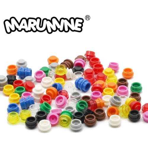 Marumine 500PCS 1 x 1 Round Plate Bricks Straight Edge Building Blocks Compatible With 4073 6141 30057 Assemble Particles Brick