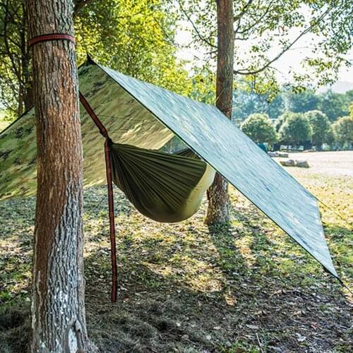 Multifunctional Waterproof Hammock Rain Fly Camping Tent Tarp Shelter Cover Awning Canopy for Outdoor Beach Picnic 91x55in