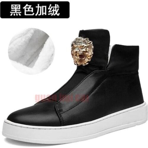 New black mens boots style of mens shoes high-top shoes platform shoes cowhide casual shoes comfortable boots A2