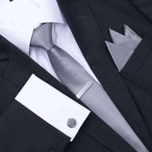 HAWSON Fashion Necktie Pocket Square Set with Button Cover Cufflinks and Tie Clip for Meeting & Party, Nice Set, Gift for Men