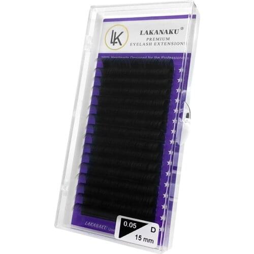 LAKANAKU Korean PBT Eyelash Extension Vendor Matte Individual Lashes Mega Volume Mink Eyelash Trays All Size Cilios