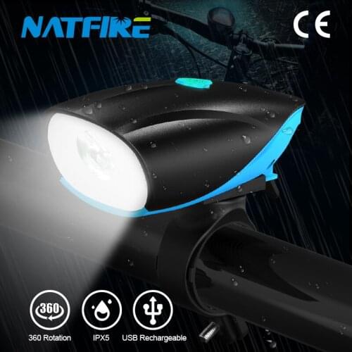 NATFIRE Bike Light 1200mAh USB Rechargeable Waterproof Bicycle Lantern Outdoor Cycling Lamps 3 Modes Flashlight Bike Accessories