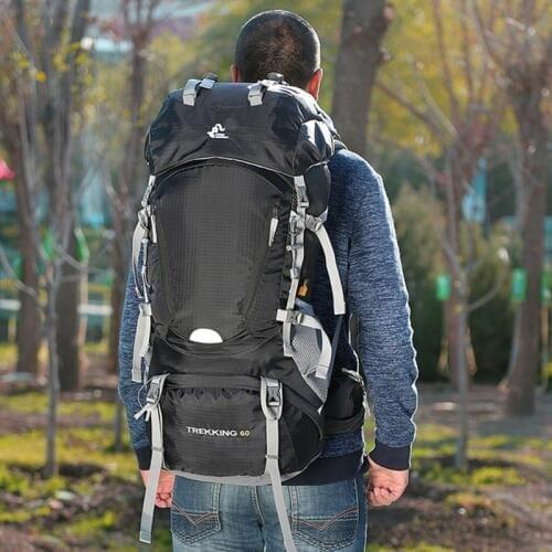 Outdoor Unisex Nylon Big Capacity Waterproof Wear Resistant Backpack Sports Travel Mountaineering Camping Hiking Backpacks