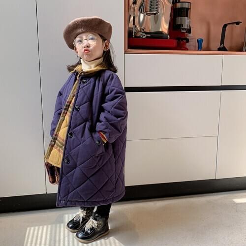 Mila Chou Winter Boy Girl Thick Long Jacket Oversize False-two Plaid Shirt Coat Outerwear Clothes For Kids 2-8Y