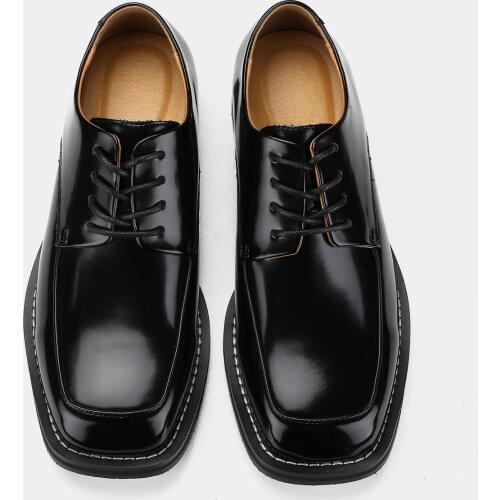 Young Men Japanese Style PU Leather Shoes Sewing Thread Decorate Square Toe Oxfords Trendy Men Daily Shoes Summer