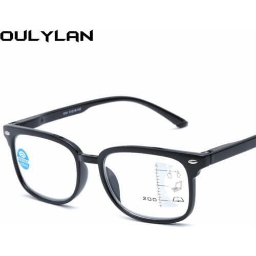 Oulylan Anti-blue light Reading Glasses Women Men Progressive Multifocal Hyperopia Glasses Presbyopia Eyeglasses Diopter +2.5