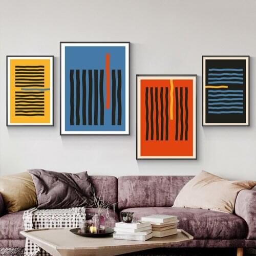 Wall Art Painting Abstract Painting Vertical Geometric Wave Line Poster Canvas Painting Printing Home Decoration Painting