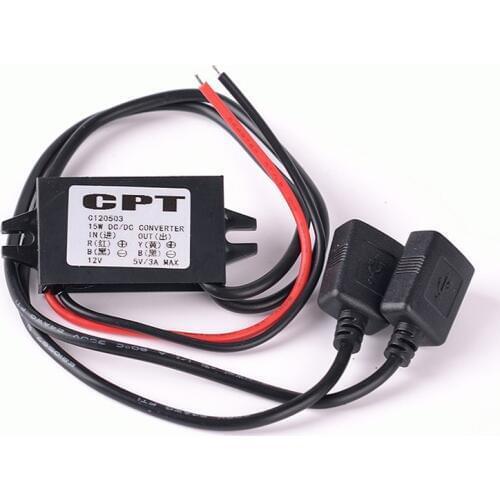 DC/DC Converter 12V to 5V 3A 15W Dual USB Step Down Power Adapter Supply Module for Car Power Regulator Voltage Step Down