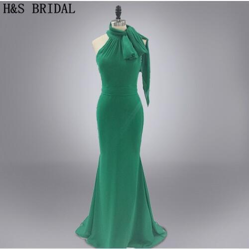 Real photo 2020 evening party long mermaid green elegant evening dress