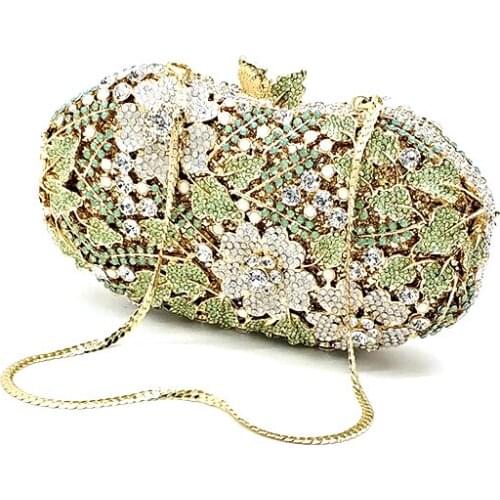 Luxury Women evening party diamonds elegant clutches luxury bridal wedding party elegant flower hollow out crystal clutches bag