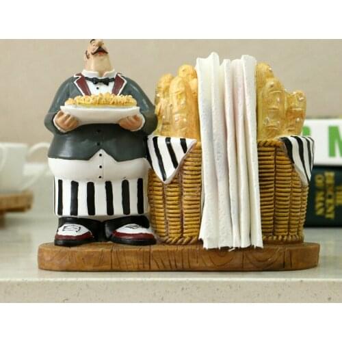 Resin Bread Chef Paper Towel Holder Figurines Creative Hotel Tissue Box Home Storage Box Dining Table Decoration home decore