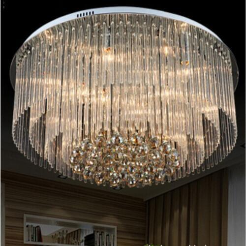 Led lamp Discount price New chrome Round Crystal Ceiling Lighting lustres foyer Ceiling Lights Dia800*400mm, modern Lamp
