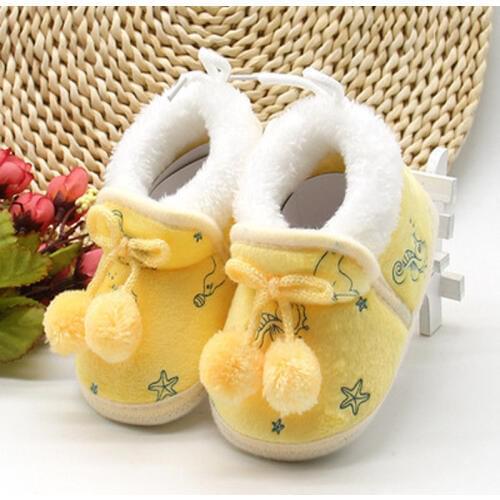 Infant Baby Girls Warm Plush Boots Soft Sole Shoes Winter Cute Cotton Shoes 0-18M
