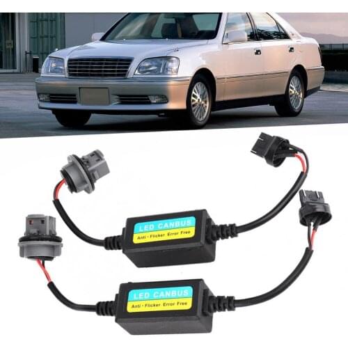 UHF 2pcs T20 7443 12V DC LED Turn Signal Brake Light Canbus Error Free Anti Flicker Resistor Decoder Warning Canceller 200*140mm