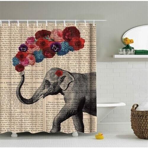 High Quality Waterproof Polyester of Elephant Printed Shower 3D Bath Curtains Products Bathroom Decor with Hooks Gift 180*200cm