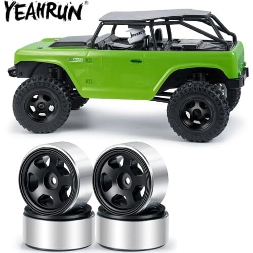 YEAHRUN 4PCS SCX24 Wheels Hubs 1.0" CNC Metal Beadlock Wheel Rims for 1/24 RC Crawler Car Axial SCX24 90081 AXI00001 AXI00002