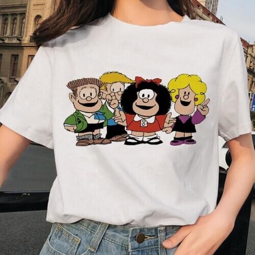 Summer cute Mafalda Women T-shirt harajuku casual short sleeve T-shirts Streetwear O-Neck Tops Tee 90s cartoon female t shirts