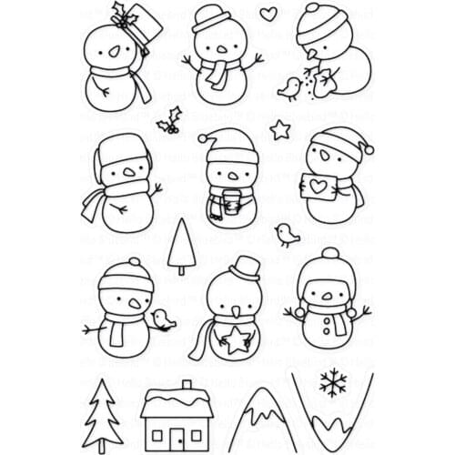 Winter snowman Transparent Clear Silicone Stamp Seal for DIY scrapbooking photo album Decorative clear stamp sheets A865
