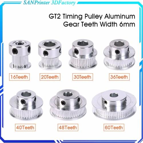 3D Printer Parts GT2 Timing Pulley 30 36 40 60 Tooth Wheel Bore 5mm 8mm Aluminum Gear Teeth Width 6mm 2GT Accessories For Reprap