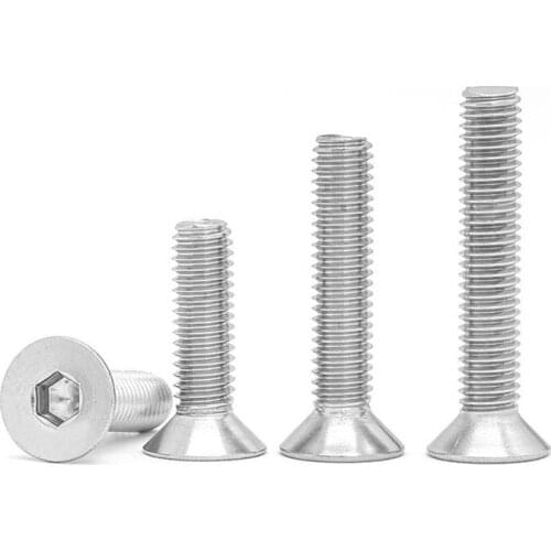 10pcs 1/4-20 UNC US Coarse Thread 304 A2-70 Stainless Steel Hex Hexagon Socket Flat Countersunk Head Screw Bolt