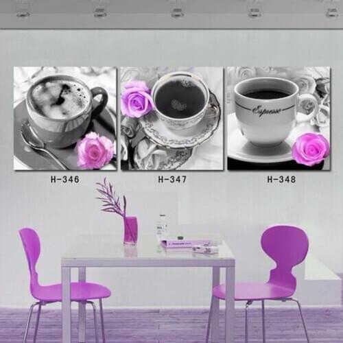 Diamond embroidery Coffee restaurant decoration Still Life Pictures full square/round diamond painting 3pcs