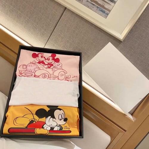 3 PCS/SET Kids Yellow T-shirt Disney Clothing For Boy Tee Top Girl Pink Mickey Short-Sleeves tshirt White Tee Summer lothing