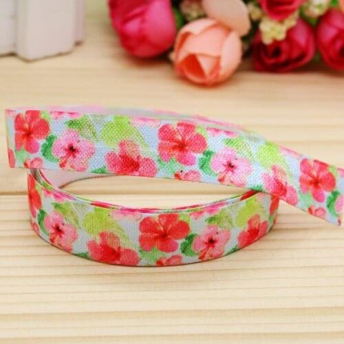 5/8'' Free shipping Fold Elastic FOE flowers printed headband headwear hairband diy decoration wholesale OEM P5137