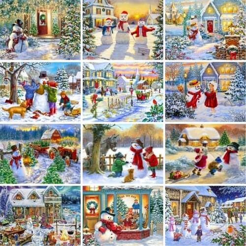 EverShine Diamond Mosaic Snowman Rhinestones Art Diamond Art Painting Cross Stitch Hobby Gift Christmas Decoration For Home