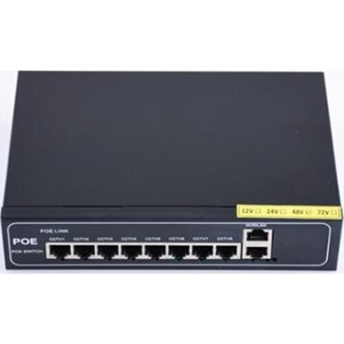 ANDDEAR-BK6 48v 8 port gigabit unmanaged poe switch 8*100 mbps POE poort; 2*100 mbps UP Link poort; 1*100 mbps SFP poort