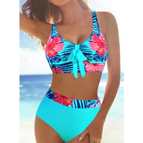High Waist Bikinis 2021 Plus Size Patchwork Print Womens Swimsuit Sexy Bikini Set Summer Vest Swimwear Biquini Beachwear 2XL