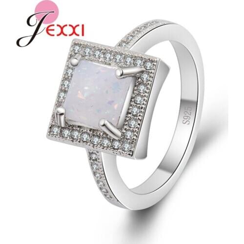 Big Square Shape Opal Rings 925 Sterling Silver Big Promotions Hot Sale Prong Setting Women Wedding Engagement Jewelry