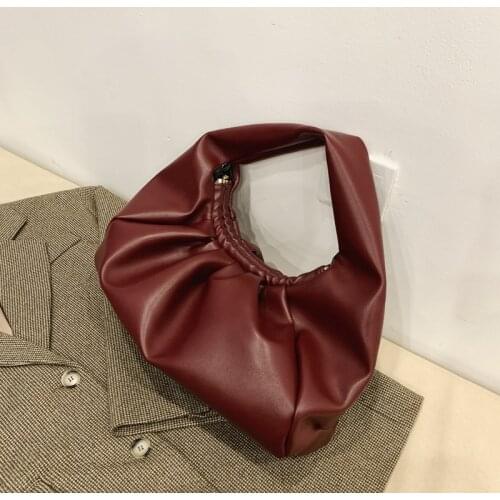 Elegant Female Pleated Armpit bag 2021 New High quality PU Leather Womens Designer Handbag Vintage High capacity Shoulder Bags