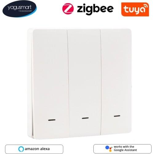 Yagusmart Tuya Zigbee 3.0 Push Button Switch Smart Life App Neutral Optional Alexa Google Home Control Relay Wall Interruptor