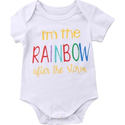 Colored Rainbow Letters White Newborn Infant Baby Boy Girl Romper Playsuit Jumpsuit Clothes Outfits