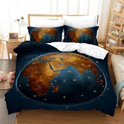 Map 3D printed bedding set with pillowcase kids duvet cover set king size retro map bedclothes queen bed set
